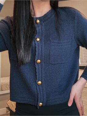 Free Assembly Women’s Pocket Cardigan Sweater with Long Sleeves, Size M